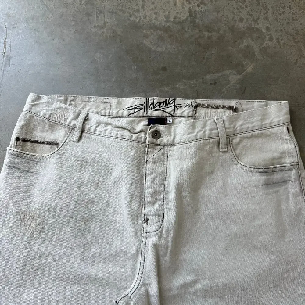 Vintage Y2K Billabong Straight Leg Repaired Sleaze Grunge Retro Jeans Size 38x32
